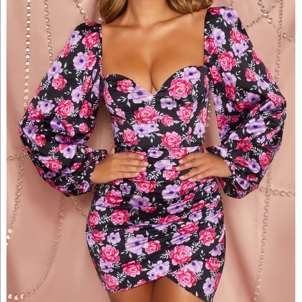 Oh Polly “Hidden Garden Balloon Mini Dress”